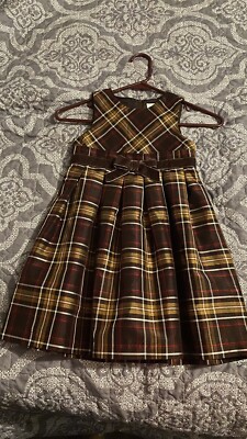 crazy 8 gold dress girl plaid (Holiday Pictures line) size 4 silhouette: A-Line
