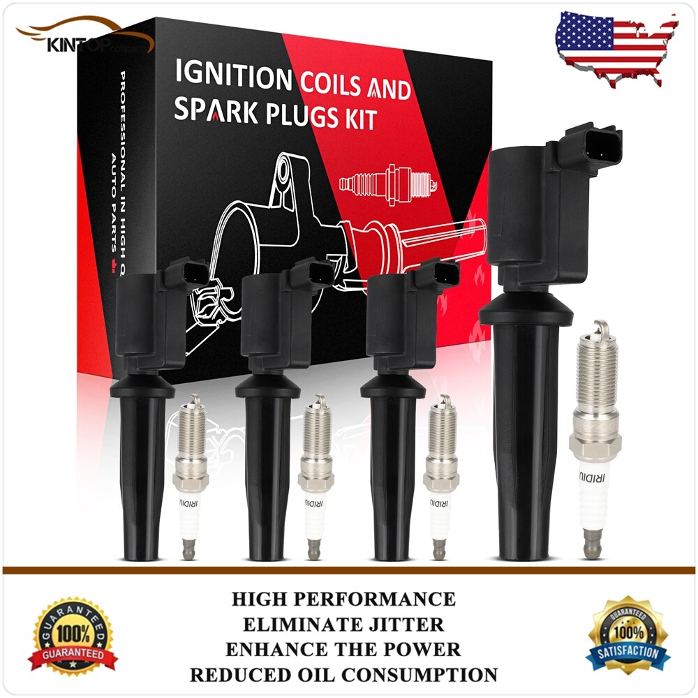 A-Premium  Yellow  Set Of 8 Ignition Coil Pack And Iridium Spark Plugs Compatible Ford Escape Fusion C Max Police Responder Hybrid Transit Connect Lincoln Mkz