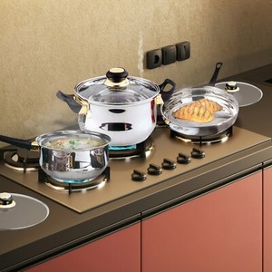 Cuissaillerie Set Saucepan poêle Pot en acier inoxydable Non Stick verre céramique Nouveau