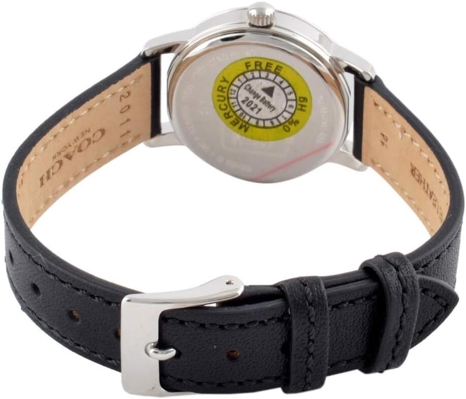 COACH 14503403 GRAND SILVER TONE LOGO DIAL BLACK LEATHER STRAP WOMENS WATCH NIB! Coach Women main image 4