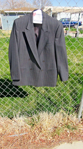 Vtg Christian Dior 3-Piece Suit Grey Wool pin Stripe Made in USA 43R