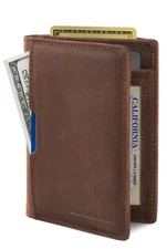 SERMAN BRANDS- RFID Blocking Genuine Leather Thin Minimalist Front Pocket Wallet