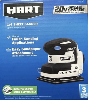 HART 20-Volt Cordless 1/4 Sheet Sander & Dust Bag (Battery Not Included)