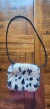 Mini Furry Leopard Print Crossbody Bag Small Faux Fur Shoulder Clutch Y2K