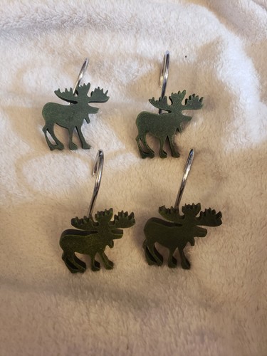12 Bear Deer Moose Green Resin Shower Curtain Hooks Country Cabin EUC - Picture 4 of 5