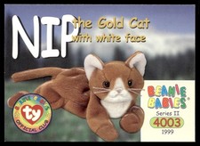 1999 Beanie Babies Series 2 Nip the Gold Cat with white face 203
