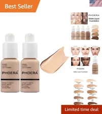 PHOERA Foundation Set: 2 Pack, Flawless Matte 24HR Coverage, Shake to Blend