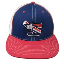 Pacific Headwear S Star Baseball Cap Blue Red Hat XL Mesh Flexfit Embroidered