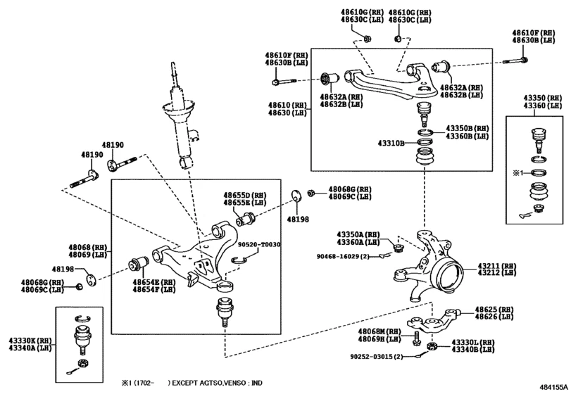 TOYOTA Genuine Hilux Fortuner Front Lower Ball Joint Assembly 43330-09510 OEM - Image 2 of 2