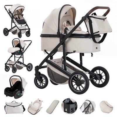 3 in 1 Baby Stroller High Landscape Foldable Pushchair Reclining Seat