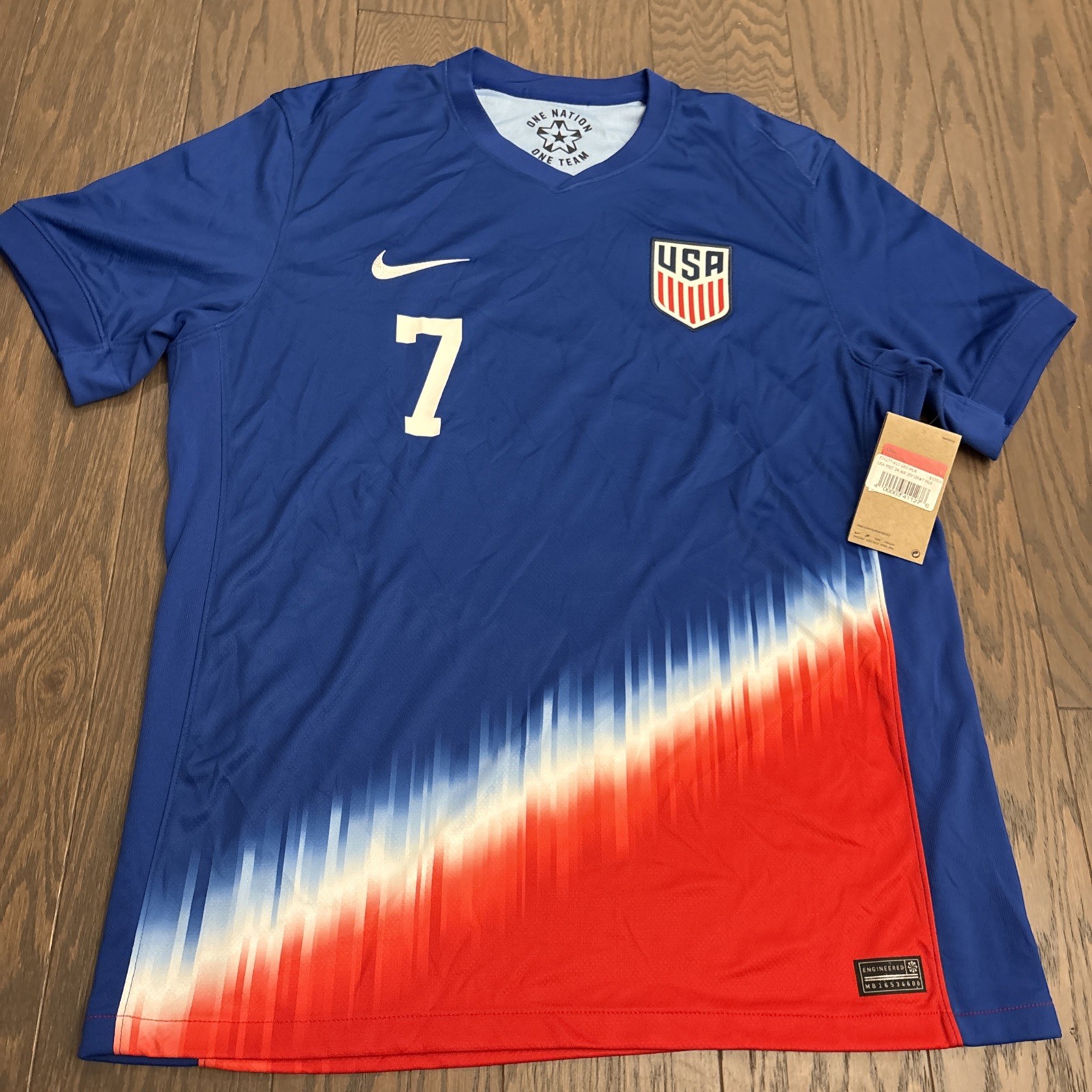 NWT Nike USMNT USA 2024 Away Tie Dye Large L Soccer Jersey FJ4277-417 Reyna #7