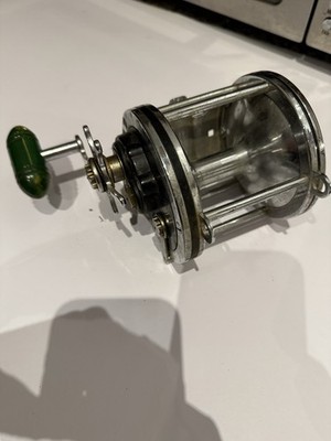 1960's Penn Senator 114 6/0 Fishing Reel Green Swirl Handle Very Nice