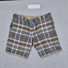 VINTAGE Polo Ralph Lauren Men Shorts 38 Khaki Madras Plaid Chino READ