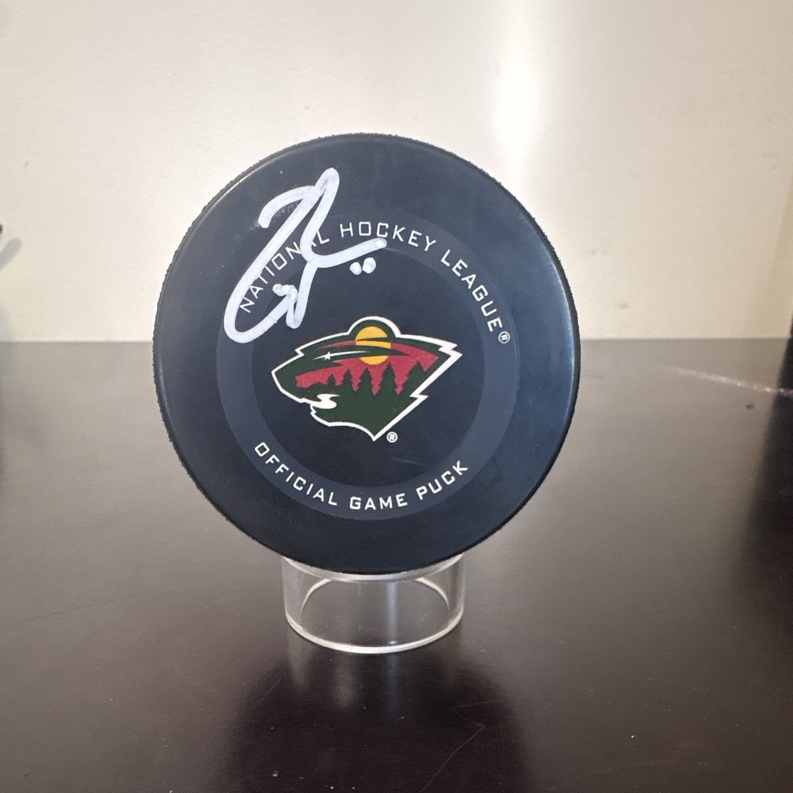 Zach Parise Signed Minnesota Wild NHL Official Game Puck Hockey Original
