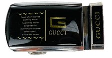GUCCI Men  s Black/Gold BELT BUCKLE / Made In Italy Buckle Only 