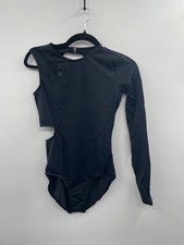 NWT Balera One Sleeve Leotard Women's Medium 8-10 Black Mesh Dancewear Pull-On
