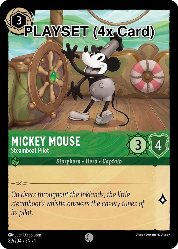Mickey Mouse - Steamboat Pilot PLAYSET (4 Cards) 89/204 The First Chapter