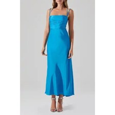 ASTR the Label Antlia Lace-Up Back Maxi Dress - Turquoise Blue | Size L