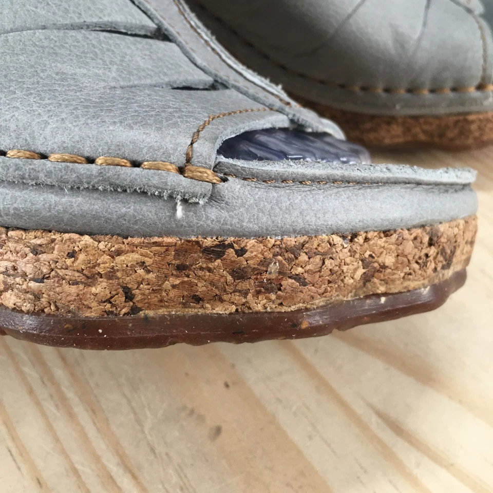 Женские повседневные сандалии El Naturalista 39 на танкетке серые кожаные пробковые с открытым носком - Изображение 4 из 4