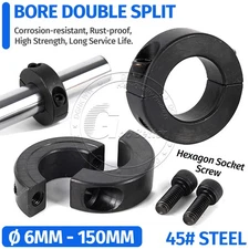 6mm-150mm BORE DOUBLE SPLIT STEEL NEW CLAMPING SHAFT COLLAR BLACK OXIDE
