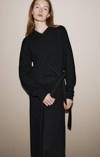 ZARA FW WOMAN 100% CASHMERE KNOTTED LONG DRESS BLACK size S,M,L..SALE