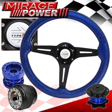 Extender + Blue Wood Sparkling Steering Wheel + Quick Release For 90-93 Accord