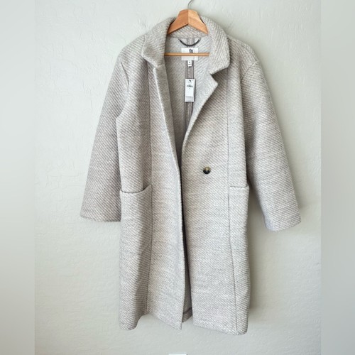 Banana Republic langer Strick Wollmischung Twill Mantel meliert grau Medium NEU - Bild 5 von 13