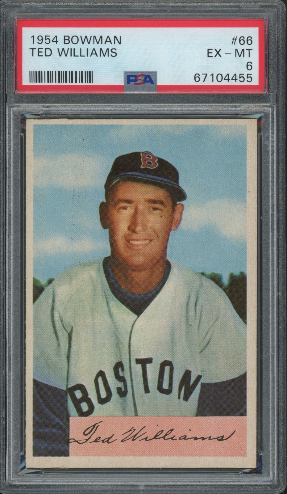 1954 Bowman Ted Williams #66 PSA 6 EX-MT HOF Boston Red Sox D4