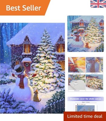 Stressreduzierendes 5D Diamond Art Weihnachtsset - Schneemann & Baum 30x40cm Design