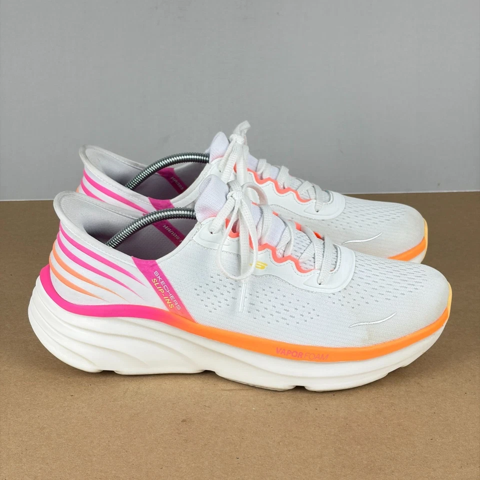 Skechers Slip-Ins D'Lux Vapor Handsfree Shoes Womens 10 White Pink Orange - Image 3 of 4