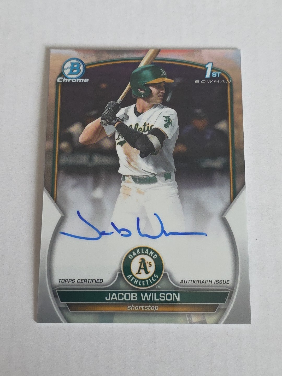 2023 Bowman Draft Jacob Wilson Chrome Auto 1st #CDA-JWI Athletics