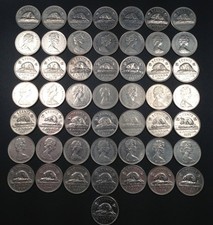 Old Canadian Nickel Lot - 50 Coins - 1953-1981 - PURE NICKEL - FREE SHIPPING