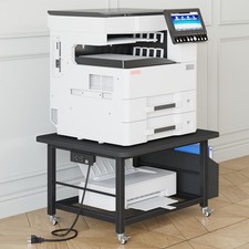 23.6" 23.6" Large Priner Stand with Power Outlet, Printer Table with Storage ...