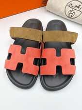 Hermes Woman's Chypre Sandal Rouge Tomette EU 37.5 100 Authentic ,Brand New 