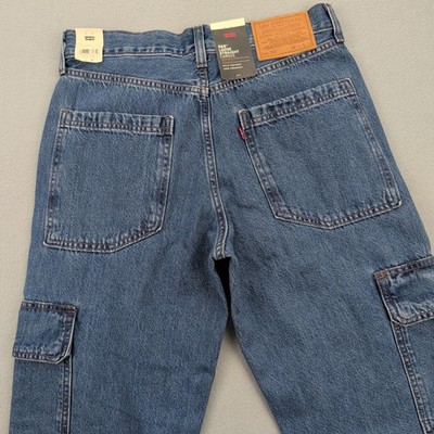 Levis 568 Jeans Mens 30x32 Blue Loose Straight Cargo Denim 100