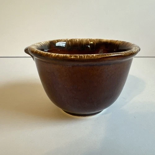 Hull USA Brown Drip Ramekin/Custard Cup 2 1/2” Tall Tab Handles Oven Proof