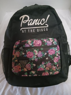 Panic! At The Disco Black Floral Backpack Yvonne Floral Pattern on Black Backpack – Olam Tova main image 4