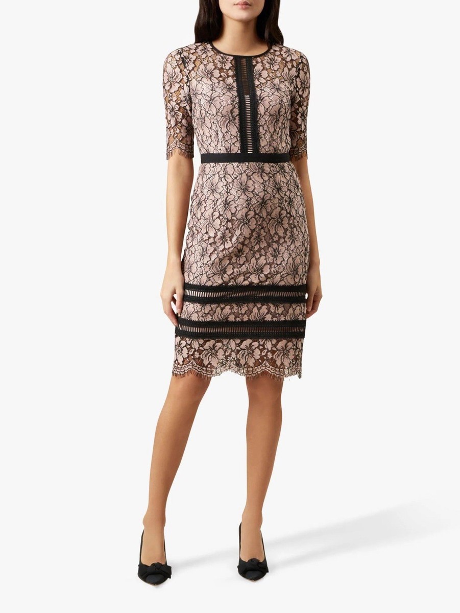 Hobbs Pink Lace 'Penny' Shift Dress Size 10 UK