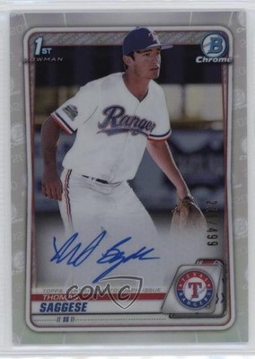 2020 Bowman Draft Chrome Picks Refractor /499 Thomas Saggese #CDA-TSA Auto 10no