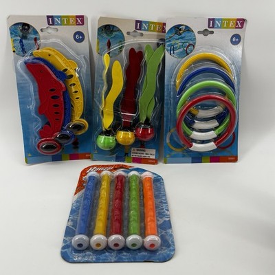 Lot Of 4 Intex & Banza Underwater Play Sticks Dolphins Dive Toys Swimming Pool
