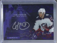 2019-20 SPx UD Black Obsidian Script Purple 31/49 Cam Atkinson #OS-CA Auto 2d8