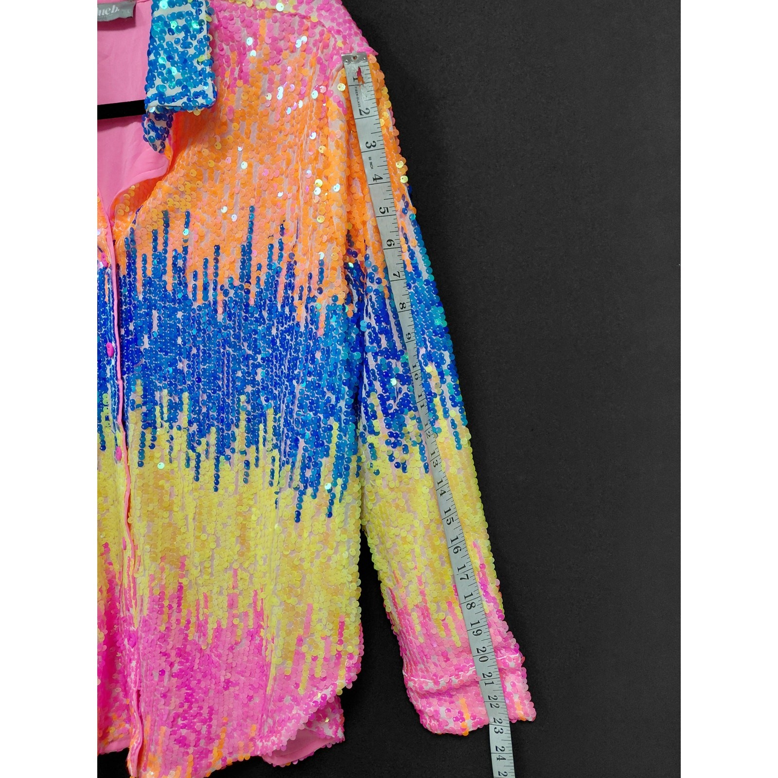 Blue B Collection Multicolor Sequin Button-Up Shi… - image 7
