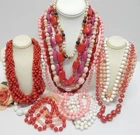 VINTAGE TO NOW FASHION /COSTUME JEWELRY BEADED NECKLACE LOT, ASSORTED MATERIALS