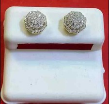 1Ct Round Cut Lab Created Diamond Cluster Stud Earrings 14k Yellow Gold Plated