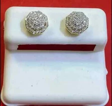 1Ct Round Cut Lab Created Diamond Cluster Stud Earrings 14k Yellow Gold Plated