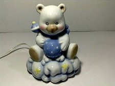 DANKIN NIGHT LIGHT PORCELAIN BEAR/BOTTLE/BALL MINT VTG WORKS 