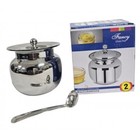 Ghee Pot Stainless Steel with Spoon Oil Cooking Storage Container 8.5cm x 10cm