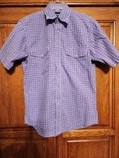 Wrangler Western Pearl Snap Dress Shirt Men's Size Med Short Sleeve Purple/Blue