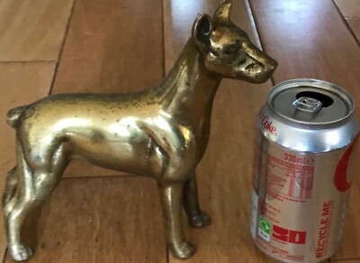 Vintage freistehender Messing Hund Figur 6,5 ZOLL - (Käfig 7)