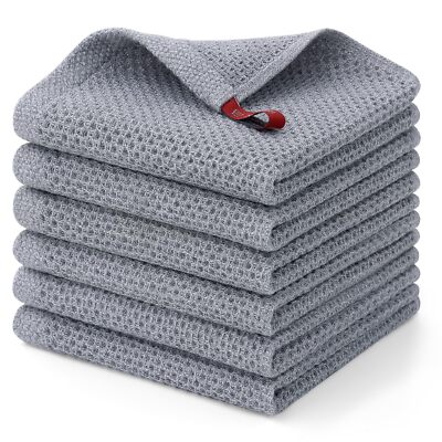 Cotton Kitchen Dish Cloths, 6 Pack Super Absorbent Waffle Weave Dish Towels,